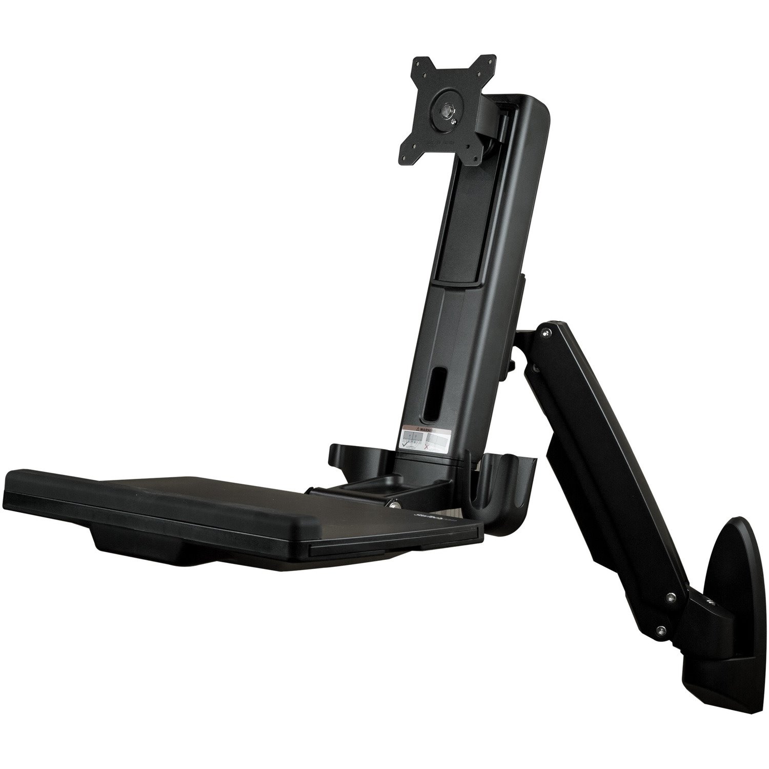 StarTech.com Wall Mount Workstation, Full Motion Standing Desk, Ergonomic Height Adjustable Monitor & Keyboard Tray Arm, For VESA Display