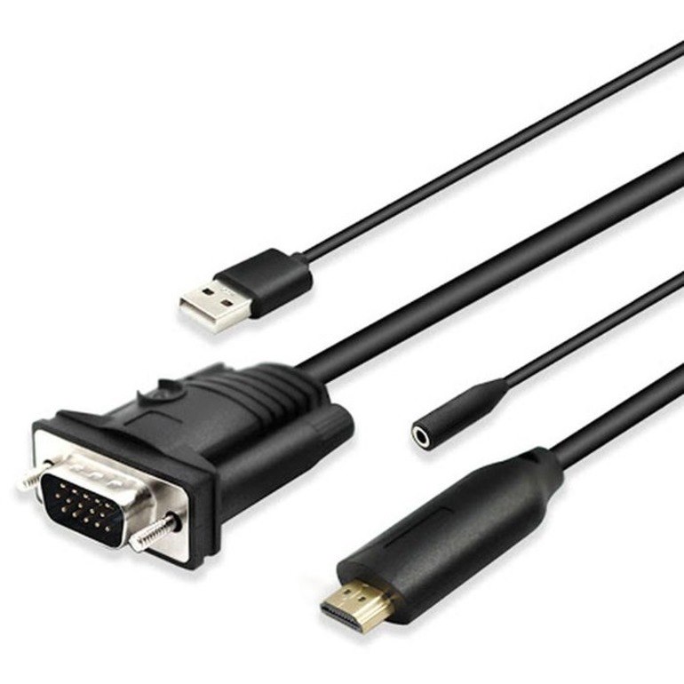 4XEM 6ft HDMI to VGA Adapter with 3.5mm Audio Jack and USB Power