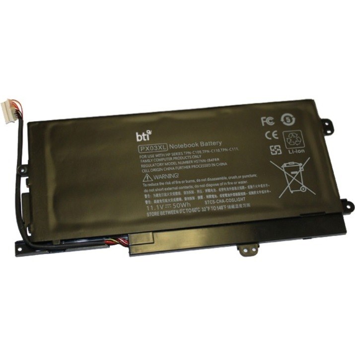 BTI PX03XL-BTI 11.1V 50WHR LI-ION BATTERY 715050-001, PX03XL ENVY 14-K002LA SLEEKBOOK, 14-K008TX SLEEKBOOK, 14-K010US SLEEKBOOK, 14-K026TX SLEEKBOOK, 14-K036TX SLEEKBOOK, 14-K106LA SLEEKBOOK, TOUCHSMART 14-K020US ULTRABOOK, TOUCHSMART M6-K001XX SLEEKBOOK, TOUCHSMART M6-K025DX SLEEKBOOK, TS 14-K004TX SLEEKBOOK, TS 14-K011TU SLEEKBOOK, TS 14-K021TX ULTRABOOK, TS 14-K025TX SLEEKBOOK, TS 14-K032TX ULTRABOOK, TS 14-K042TX SLEEKBOOK