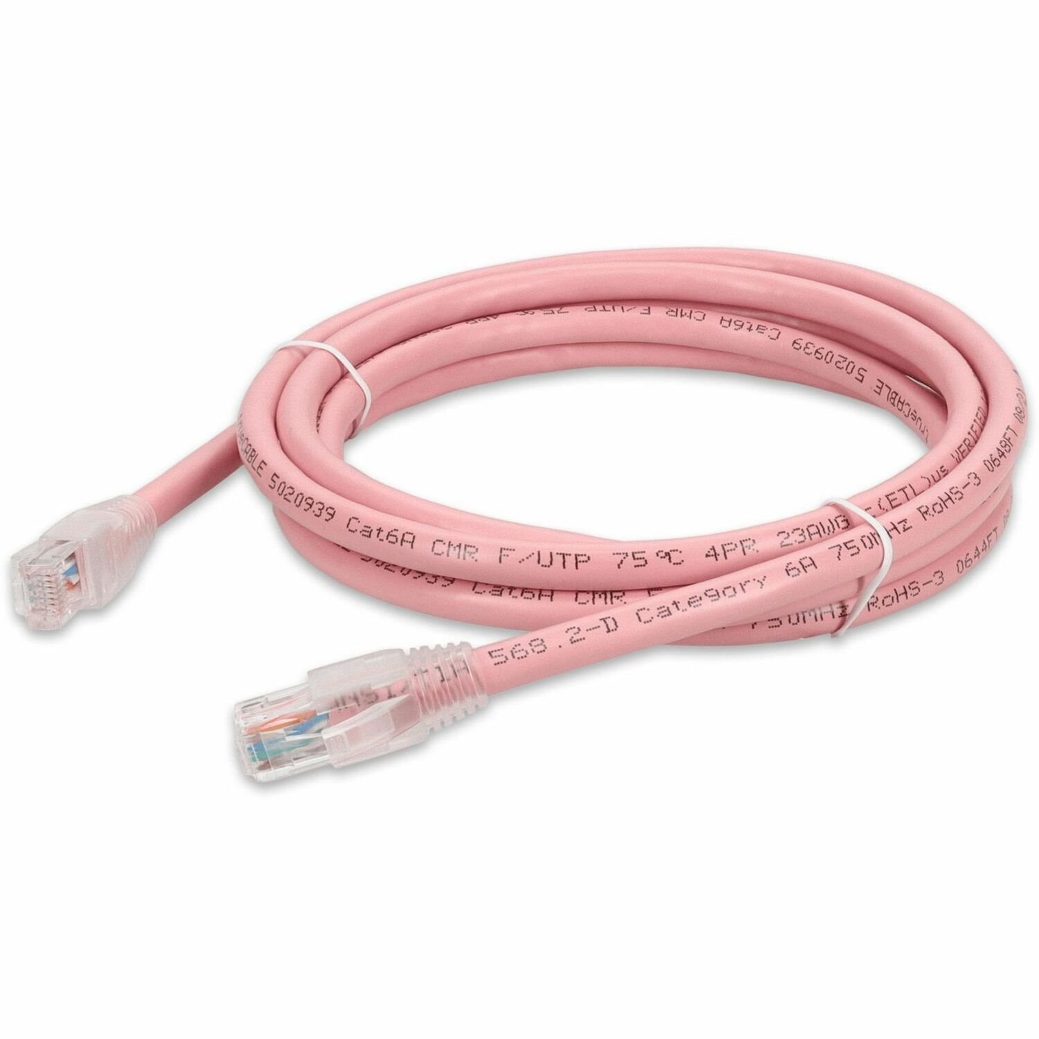 AddOn 1ft Pink CAT 6A PVC Ethernet Cable Snagless Bubble Boot RJ-45 M/M