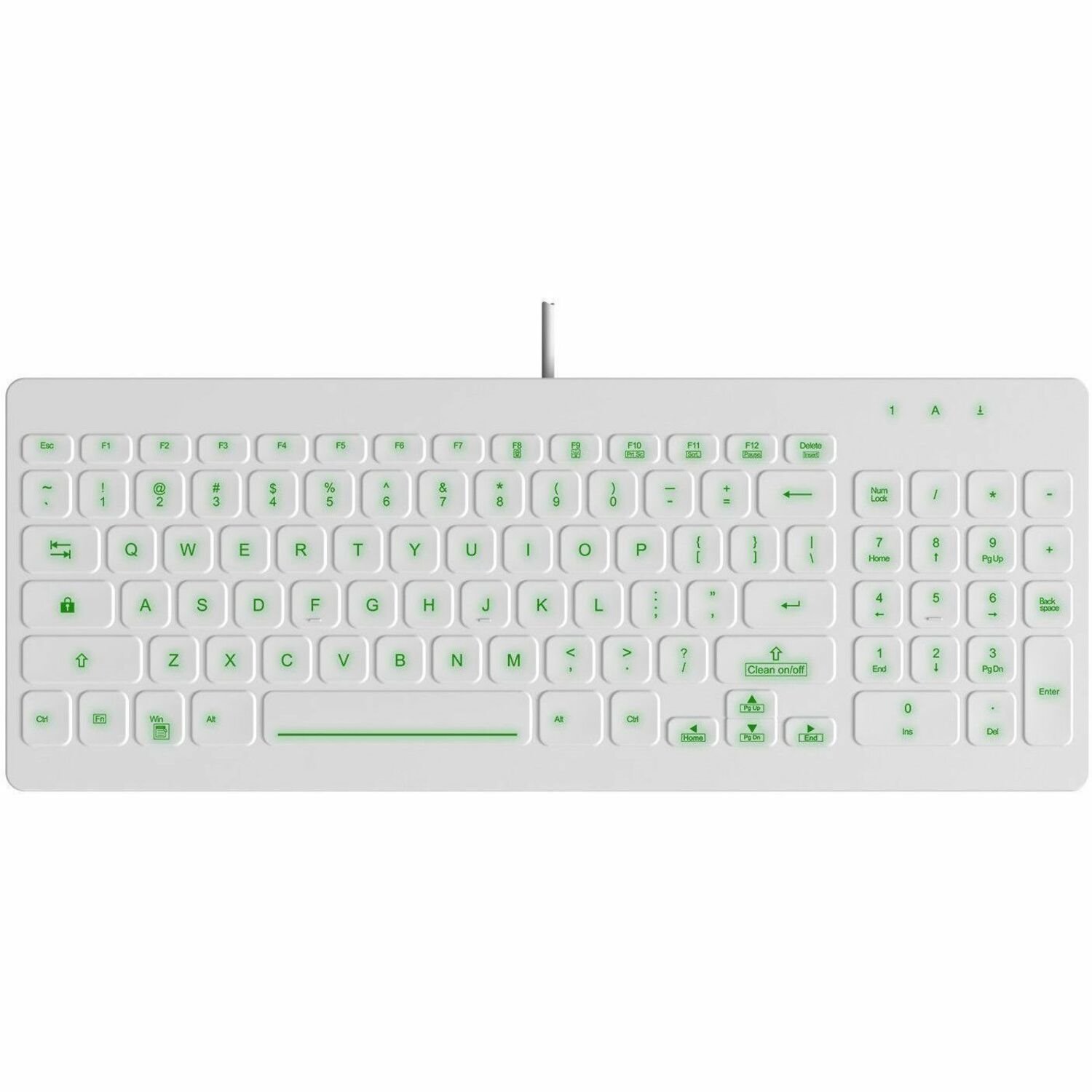 TG3 Electronics TG3 White 96 Key Green Backlit Low Profile