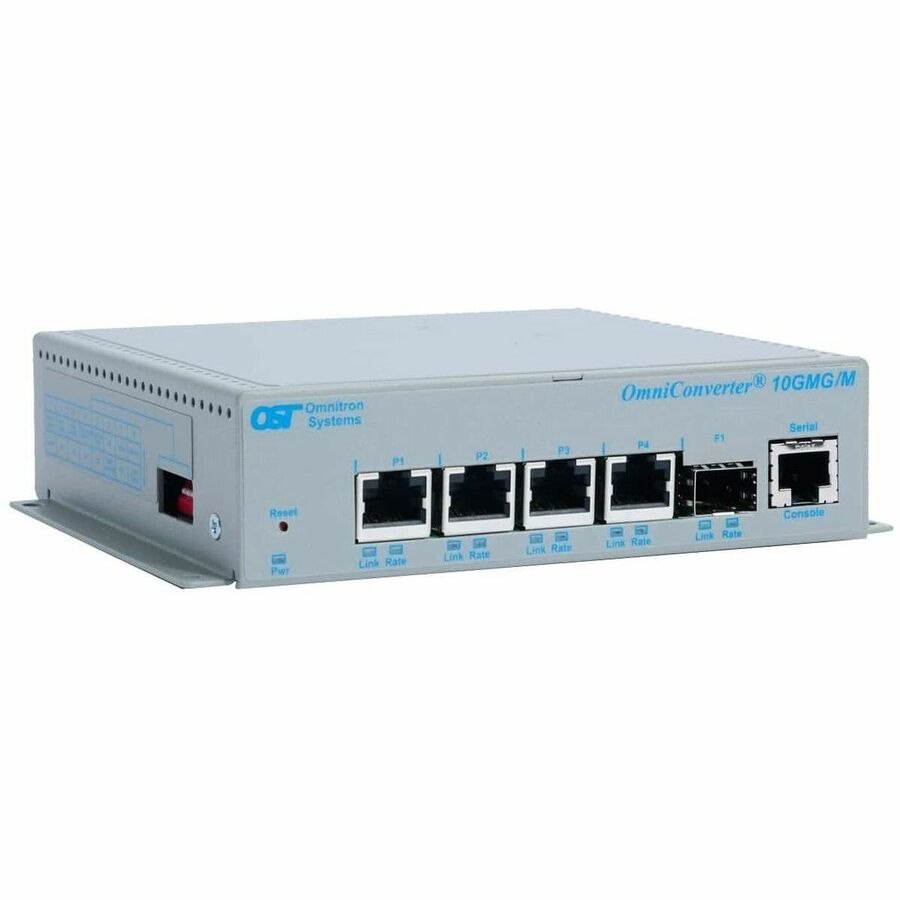 Omnitron Systems OmniConverter 10GMG/S, 1x SFP/SFP+, 4x RJ-45, 5 Year Warranty