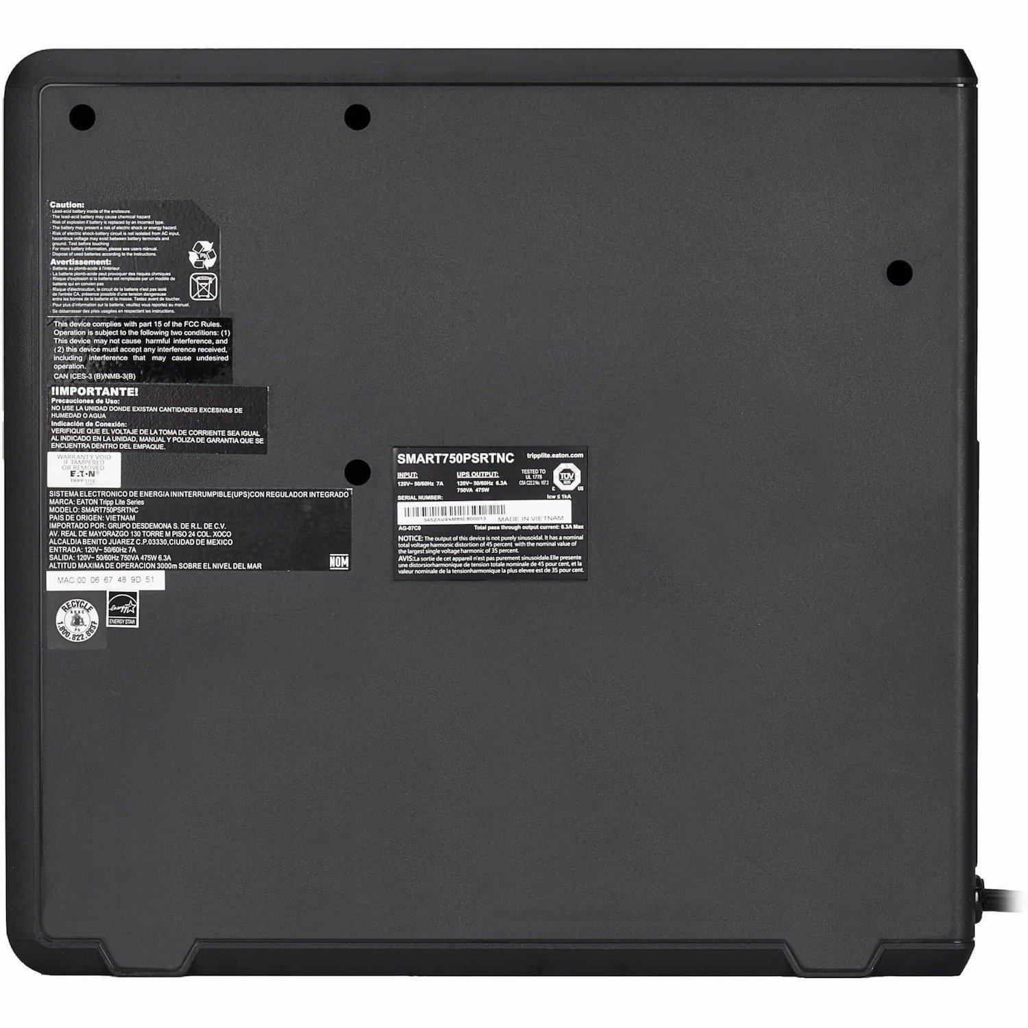Eaton Tripp Lite Series 750VA 475W 120V Line-Interactive Pure Sine Wave Cloud-Connected UPS with Remote Monitoring - 8 NEMA 5-15R Outlets (Surge and Battery Backup), LCD, 5-15P Plug, Tower