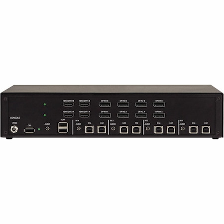 Black Box KVM Switch, NIAP 4.0 Certified - 4-Port, Dual-Monitor, DisplayPort with MST, HDMI Out, CAC