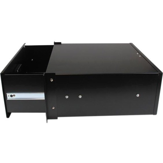 StarTech.com 4U Black Steel Storage Drawer for 19in Racks and Cabinets - 4U Black Sliding Rack Storage Drawer