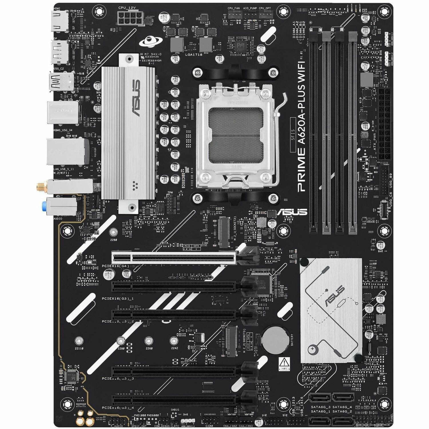 Asus Prime A620A-PLUS WIFI Gaming Desktop Motherboard - AMD A620A Chipset - Socket AM5 - ATX