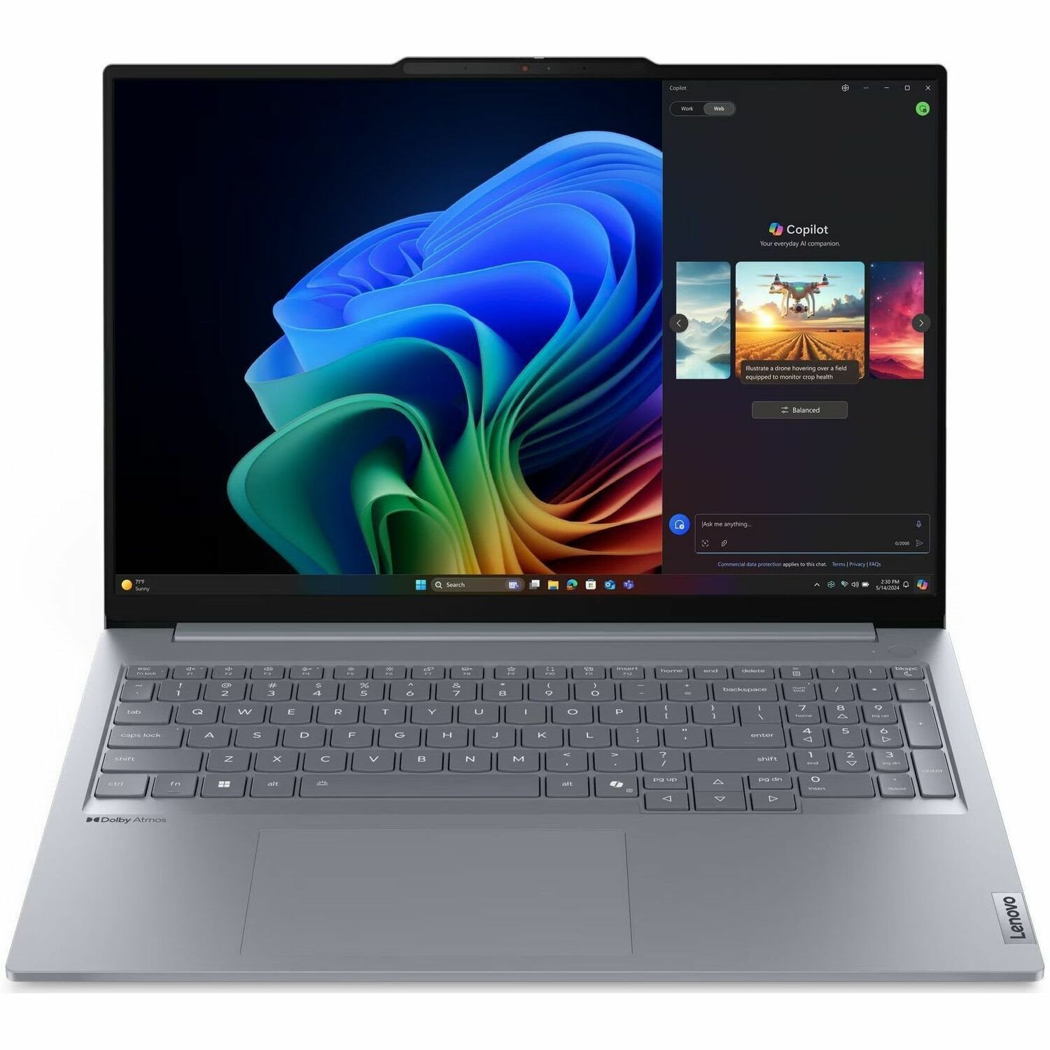 Lenovo ThinkBook 16 G7 QOY 21NH0004UK 40.6 cm (16") Copilot+ PC Notebook - WUXGA - Qualcomm Snapdragon X1P-42-100 - 16 GB - 512 GB SSD - English (UK) Keyboard - Luna Gray