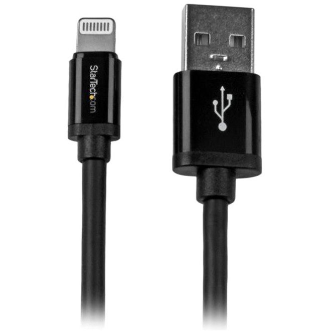 StarTech.com 2m (6ft) Long Black AppleÂ&reg; 8-pin Lightning Connector to USB Cable for iPhone / iPod / iPad