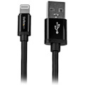 StarTech.com 2m (6ft) Long Black Apple® 8-pin Lightning Connector to USB Cable for iPhone / iPod / iPad