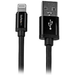 StarTech.com 2m (6ft) Long Black Apple® 8-pin Lightning Connector to USB Cable for iPhone / iPod / iPad
