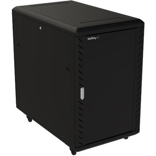 StarTech.com 4-Post 18U Server Rack Cabinet, 19" Data Rack Cabinet for Computer / IT Equipment, Home Network Rack, Half Height Server Rack