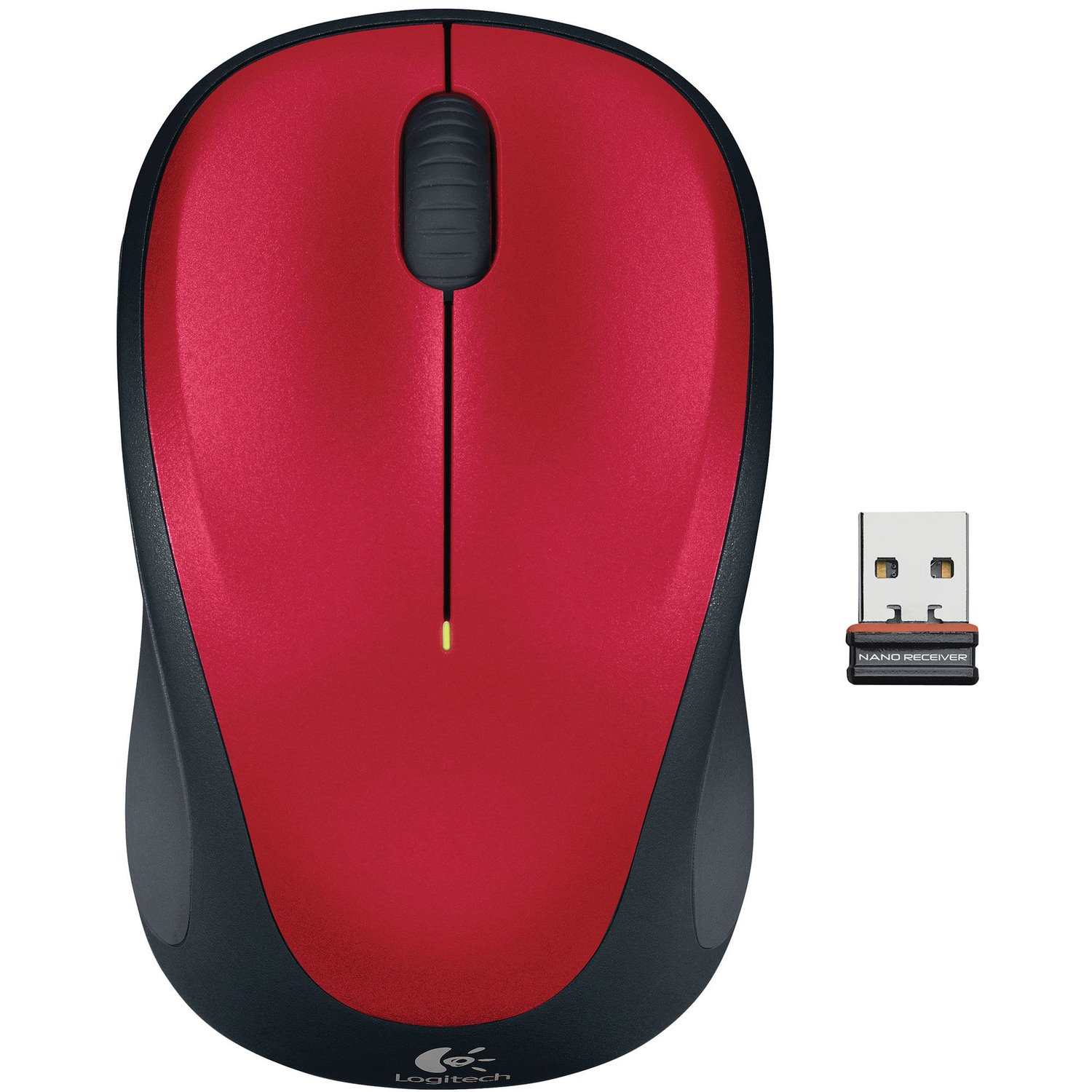 Logitech M235 Mouse - Radio Frequency - USB - Optical - Red