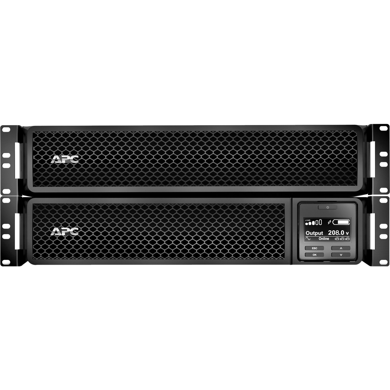 APC Smart-UPS On-Line, 3kVA, Rackmount 4U, 208V, 12x 5-20R+2x L6-20R NEMA outlets, SmartSlot, W/ transformer 208V to 120V, W/ rail kit