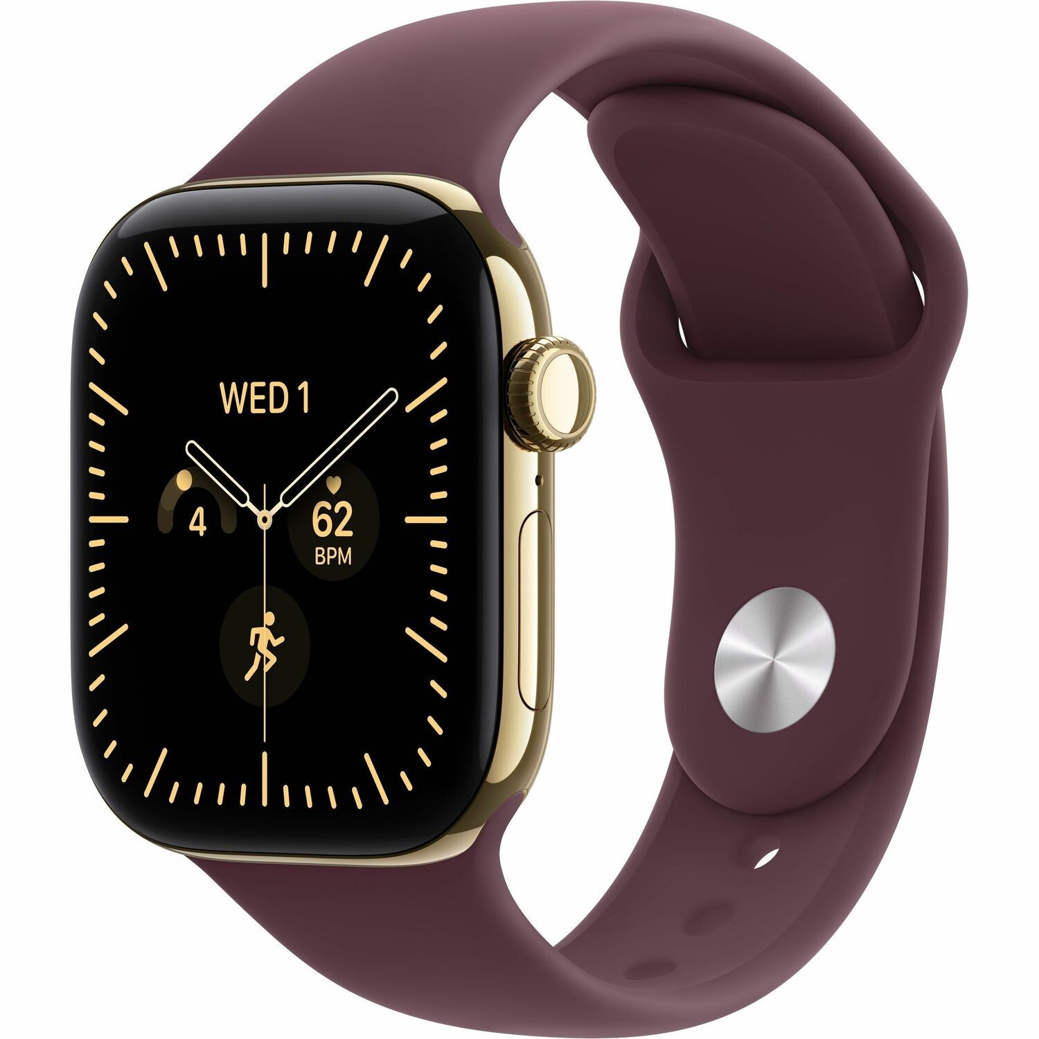 Apple Watch Series 12 Smart Watch - 46 mm Case Height - 40 mm Case Width - Radiant Gold Case Color - Burgundy Band Color - Titanium Case Material - Wireless LAN - 5G - LTE