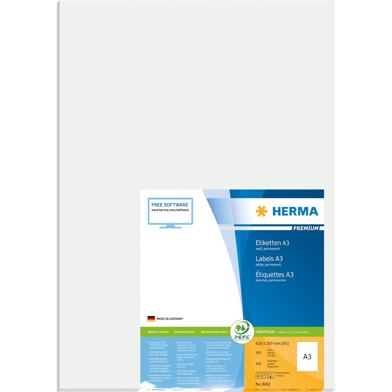 Herma Etiketter Premium 297X420 MM A3 100 Ark
