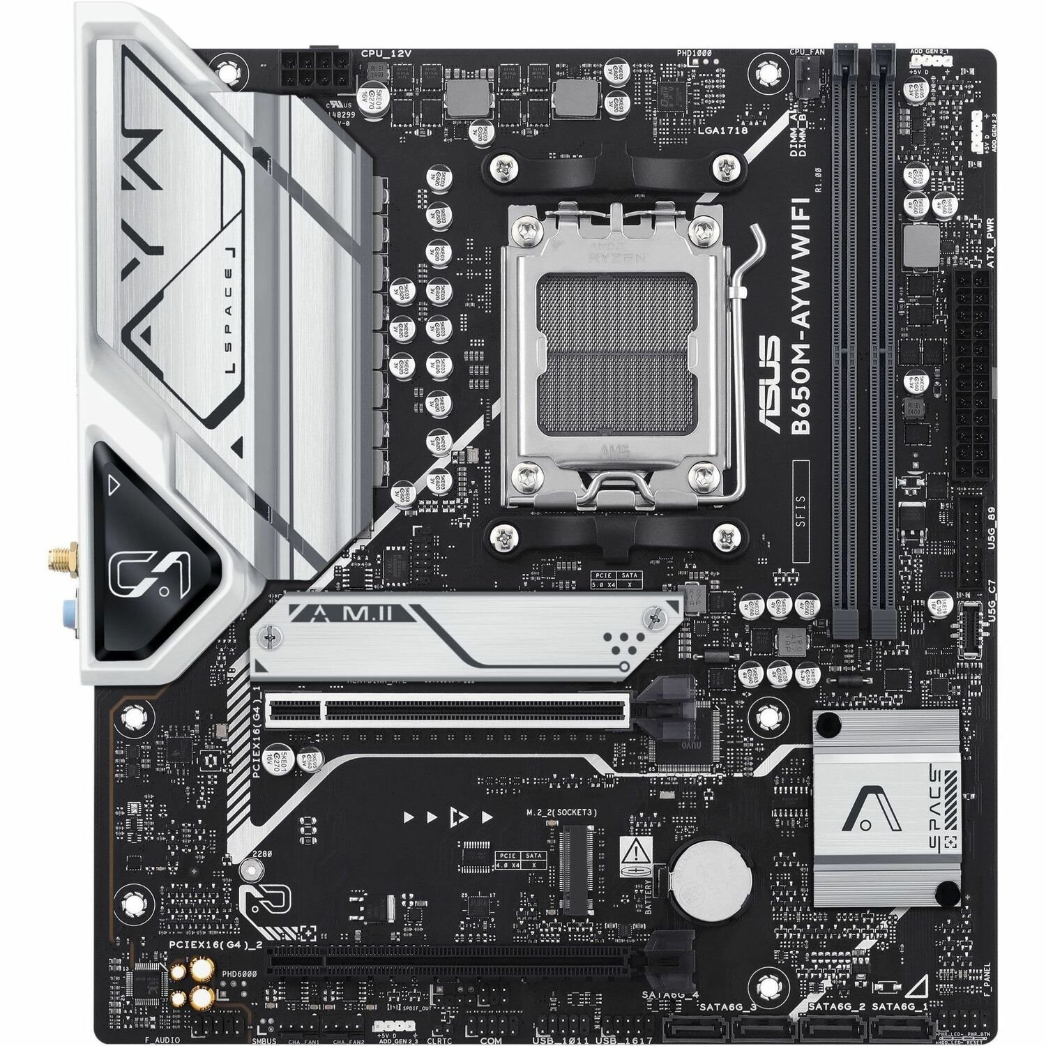 Asus B650M-AYW WIFI Desktop Motherboard - AMD B650 Chipset - Socket AM5 - Micro ATX