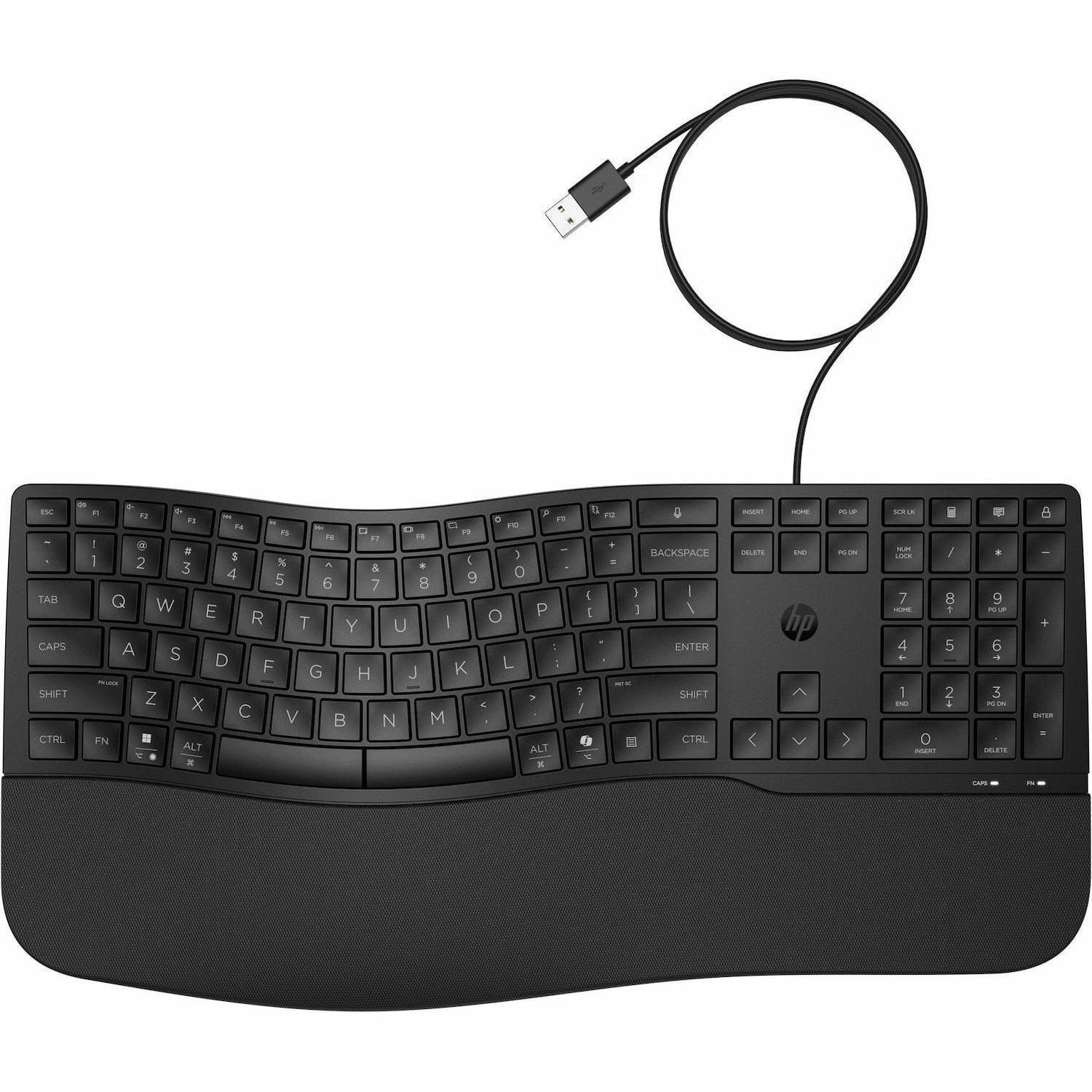 HP 485 Keyboard - Cable Connectivity - USB Type A Interface - English (UK) - QWERTY Layout - Black