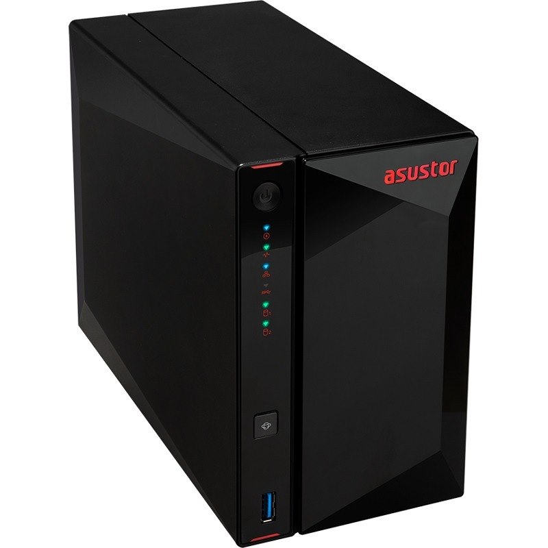 Asustor AS5202T - 2 Bay NAS, 2.0GHz Dual-Core, 2 2.5GbE Ports, 2GB RAM DDR4, Gaming Network Attached Storage, Personal Private Cloud (Diskless)