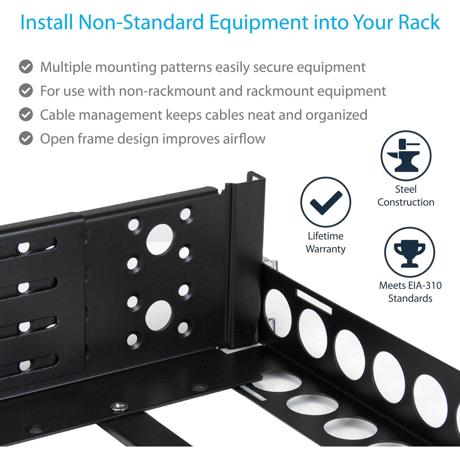 StarTech.com 3U Fixed 19" Adjustable Depth Universal Server Rack Rails