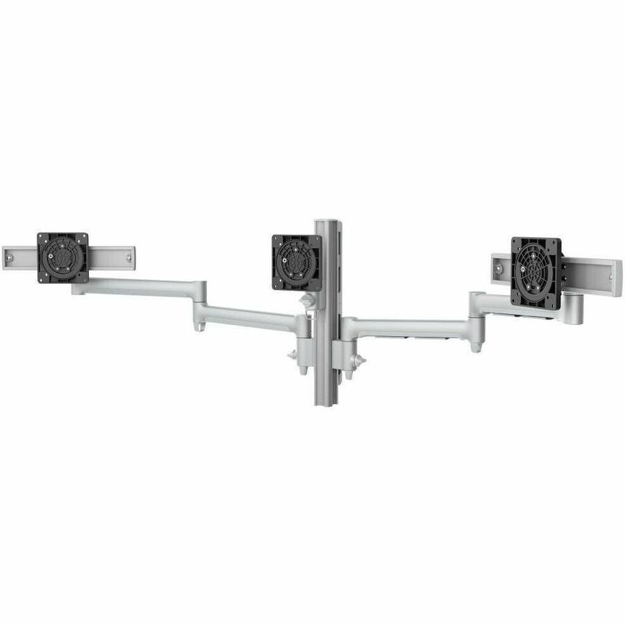 Atdec Awms-3-137S4 Triple Monitor Arms With Sliders On 400MM Post. Grommet Clamp Desk Fixing, Vesa Up To 100X100, Silver