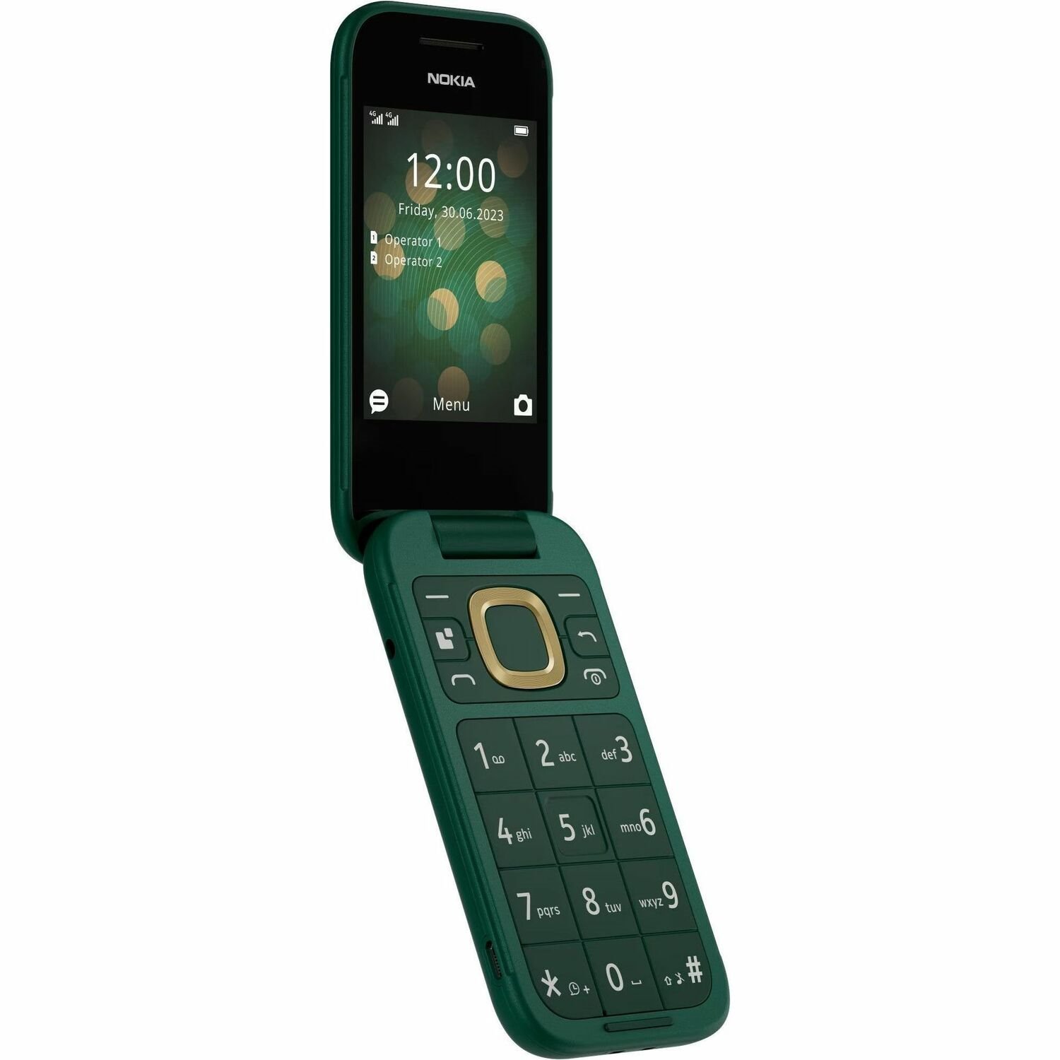 Nokia 2660 Flip 128 MB Feature Phone - 2.8" Flexible Folding Screen TFT LCD QVGA 240 x 320 - Cortex A71 GHz - 48 MB RAM - Series 30+ - 4G - Lush Green