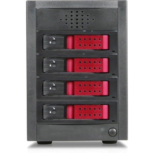 RAIDage JAGE5BT4HDRD-DE Drive Enclosure 12Gb/s SAS, SATA/600 - Mini-SAS HD Host Interface Tower - Black, Red