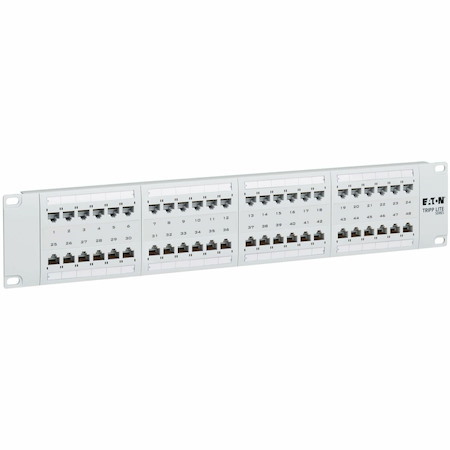 Eaton Tripp Lite Series 48-Port Cat6 Patch Panel - 4PPoE Compliant, 110/Krone, 568A/B, RJ45 Ethernet, 2U Rack-Mount, White, TAA