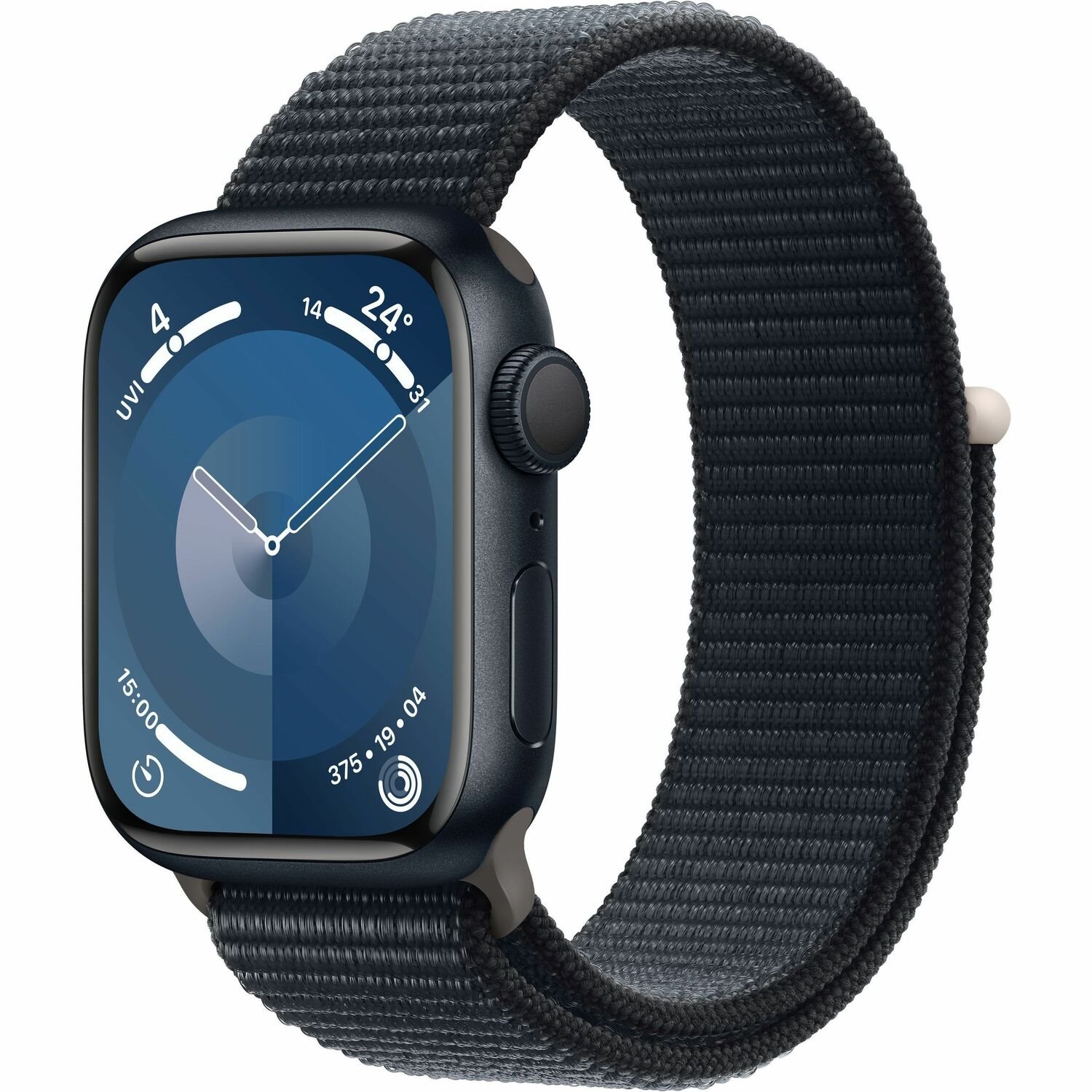 Apple Watch Series 9 Smart Watch - 41 mm Case Height - 35 mm Case Width - Midnight Case Color - Midnight Band Color - Glass Body Material - Aluminium Case Material - Wireless LAN