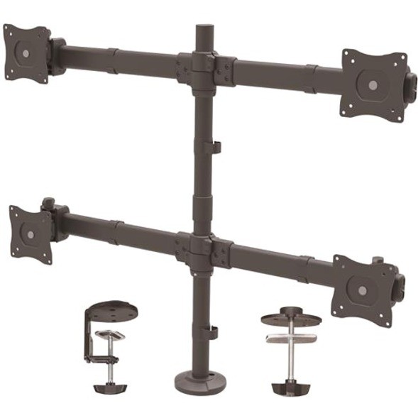 STARTECH.COM QUAD MONITOR DESK MOUNT <27", <8KG, FULL MOTION, H/ADJ, VESA, BLACK, 5YR