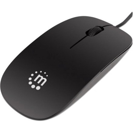 Manhattan USB Optical Mouse with Scroll Wheel, 1000dpi, Black