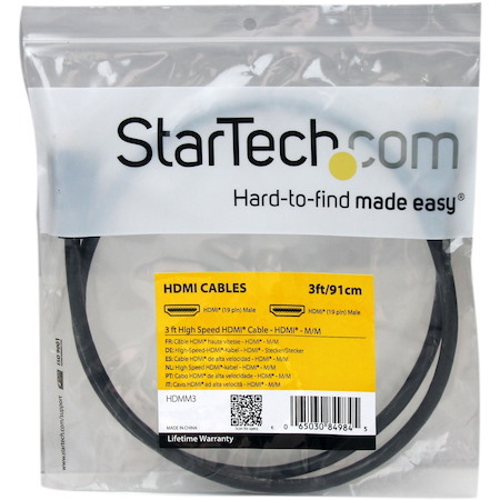 StarTech.com 3ft (1m) 4K High Speed HDMI Cable with Ethernet, 4K30Hz, HDMI 1.4 Monitor Cable, New version available HDMI2-CABLE-4K60-3F
