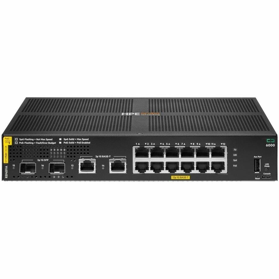 Aruba CX 6000 14 Ports Manageable Ethernet Switch - Gigabit Ethernet - 10/100/1000Base-T, 1000Base-X