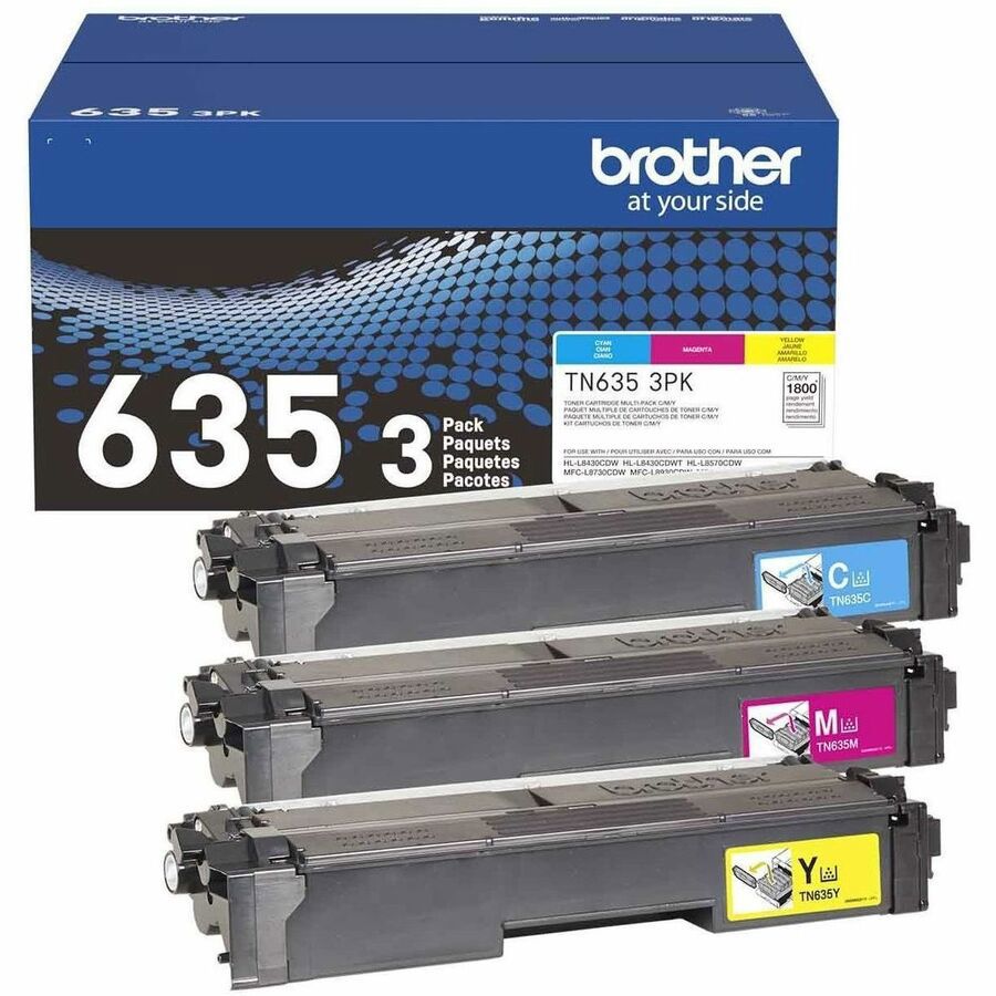 Brother TN635 Original Standard Yield Laser Toner Cartridge - Cyan, Magenta, Yellow - 3 Pack