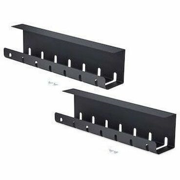 StarTech 2-Pack Under Desk Cable Management Tray, 42" long (21" per tray), Slotted Style, Screw-On Installation, Metal, Black, TAA