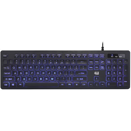 Adesso AKB-139EB Keyboard - Cable Connectivity - USB Interface - LED - English (US) - Black