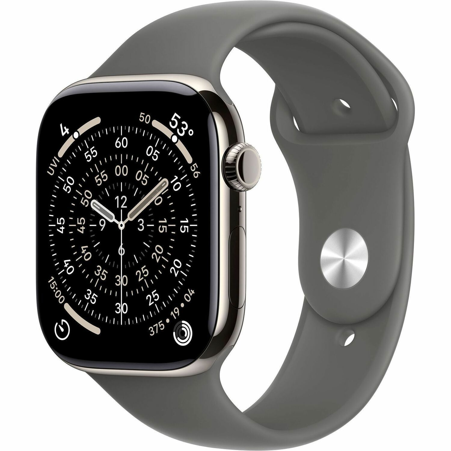 Apple Watch Series 11�GPS + Cellular 46mm�Natural Titanium Case With Stone Grey Sport Band - S/M