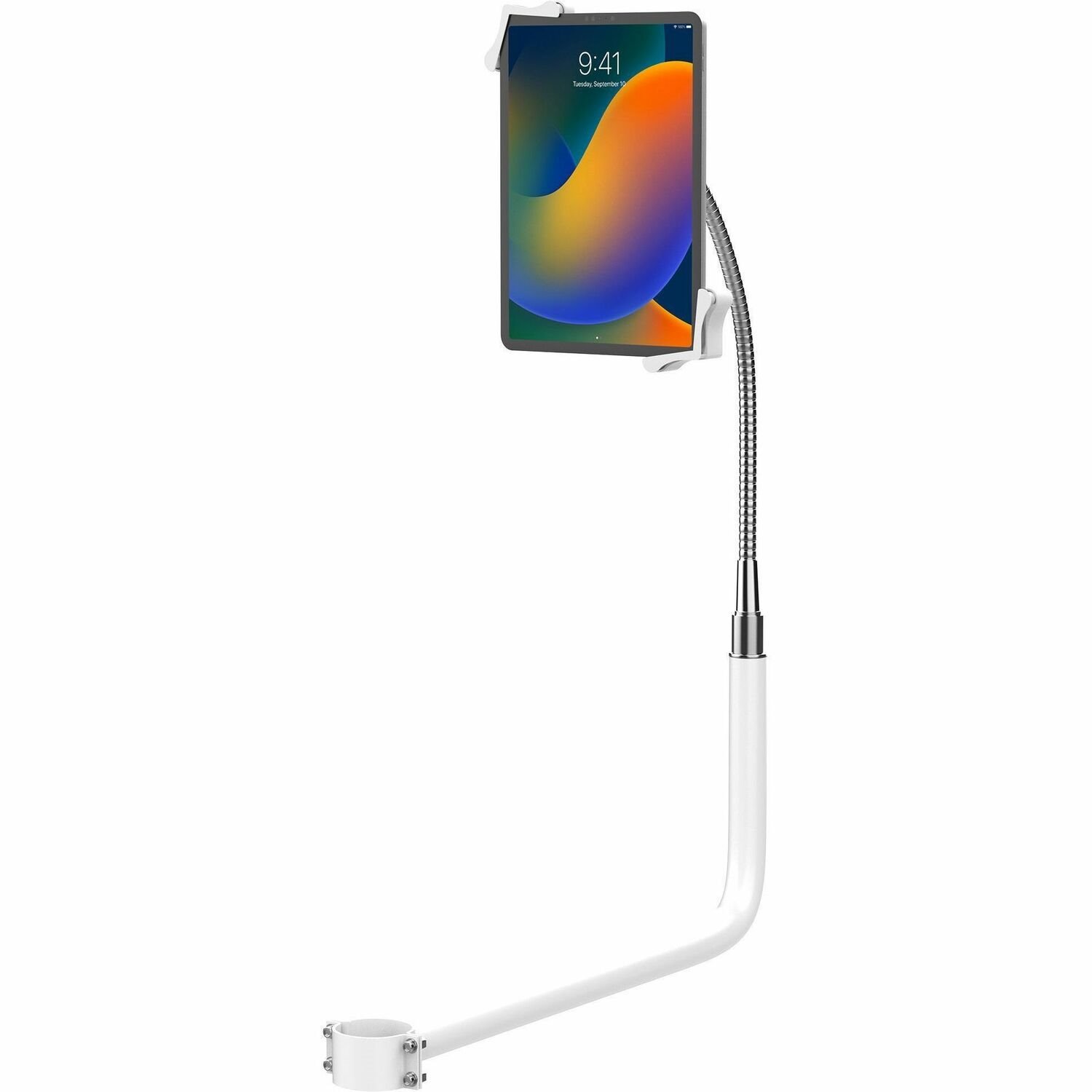 CTA Digital Gooseneck Chair Clamp for 7-13-Inch Tablets (White)