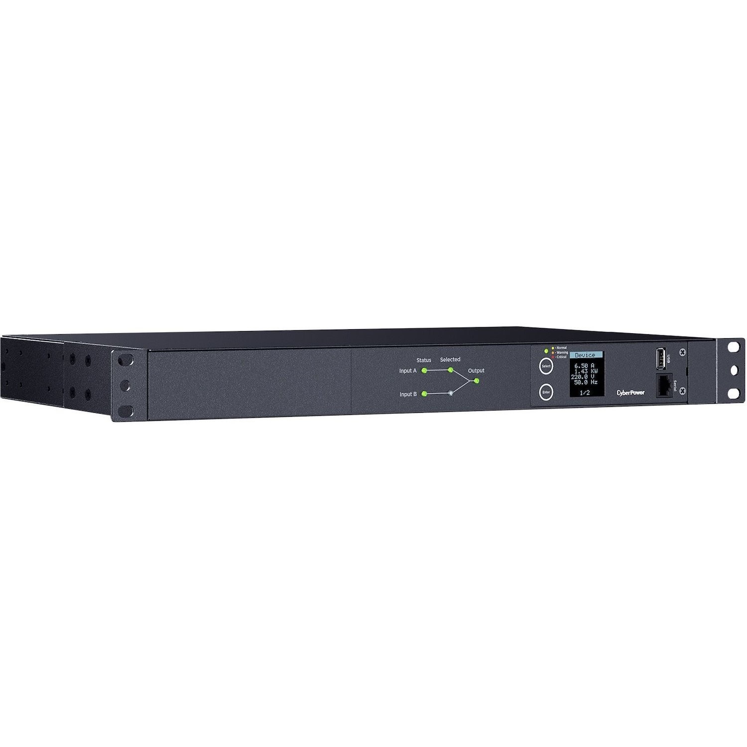 CyberPower 1U Metered Automatic Transfer Switch 16Amp input/output - (PDU24005) - 8x IEC C13 & 2x IEC C19 out - IEC320 C20*2 in - 2 Yrs WTY-(No SNMP network)