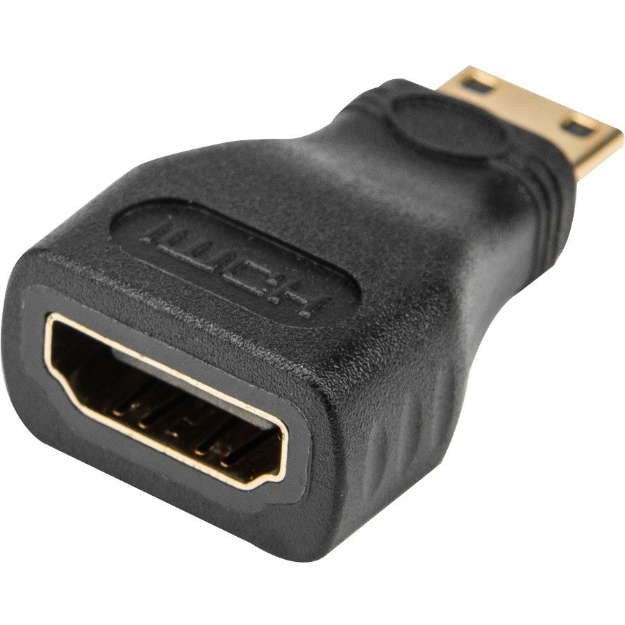 Rocstor Premium HDMI to HDMI Mini Adapter - F/M - 1 Pack - 1 x HDMI Female Digital Audio/Video - 1 x Mini Type C HDMI Male Digital Audio/Video - Gold Connector - Black - Adapter