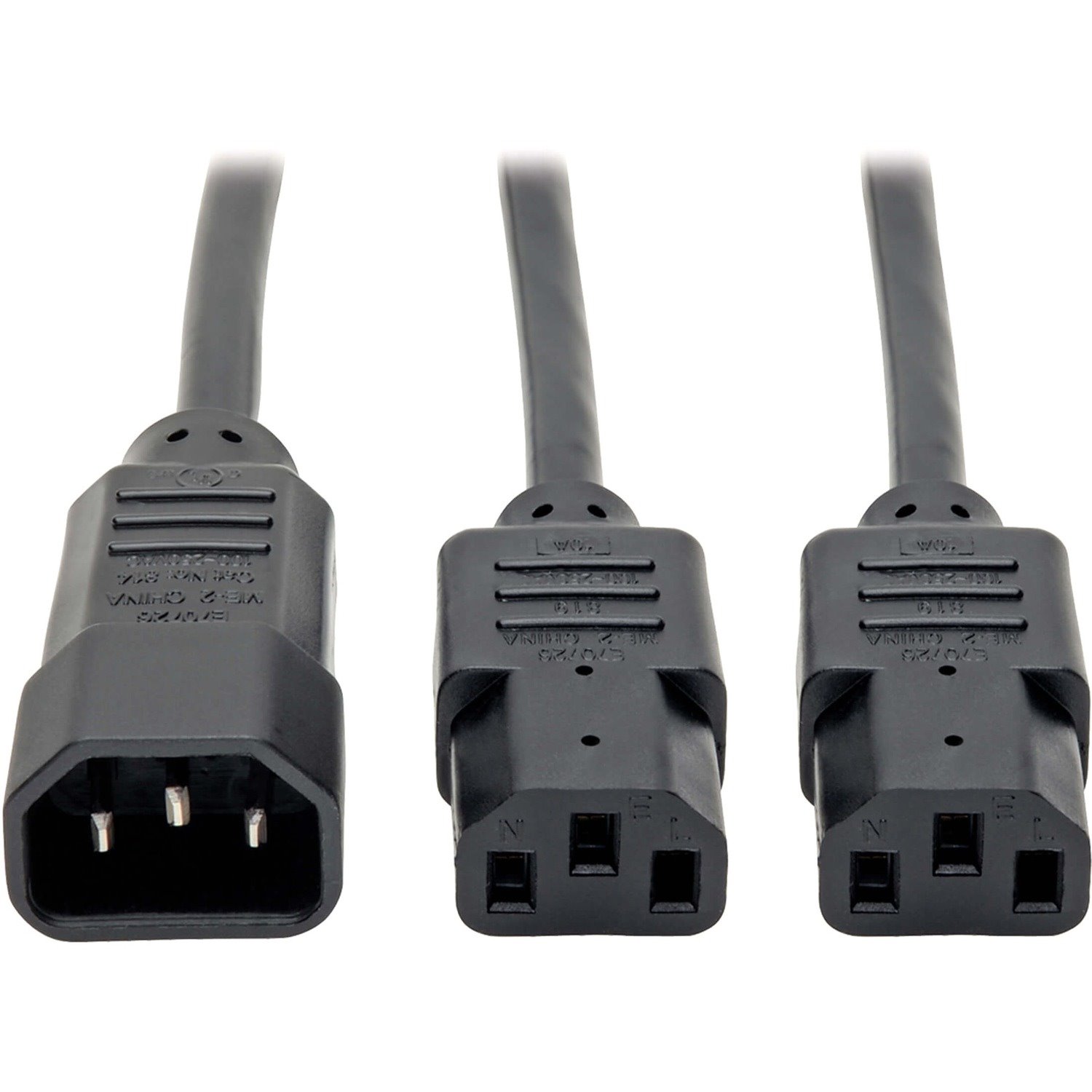 Eaton Tripp Lite Series C14 Male to C13 Female Splitter, PDU Style - C14 to 2x C13, 10A, 250V, 18 AWG, 6 ft. (1.83 m), Black