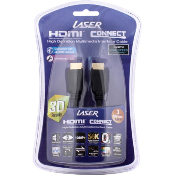 LASER CB-HDMI3-V1.4 3 m HDMI A/V Cable for TV - 1