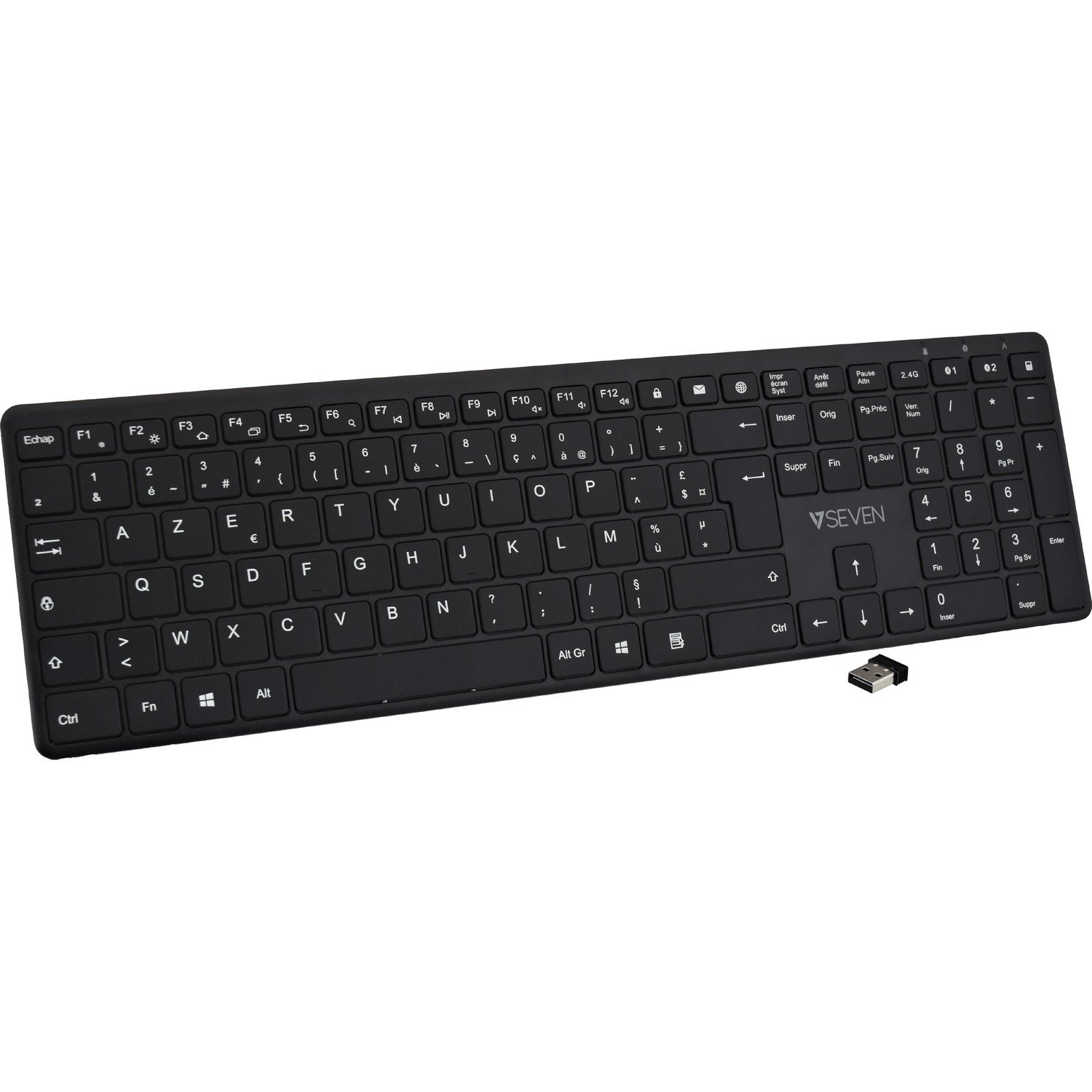 V7 KW550FRBT Keyboard - Wireless Connectivity - USB Interface - French - AZERTY Layout - Black