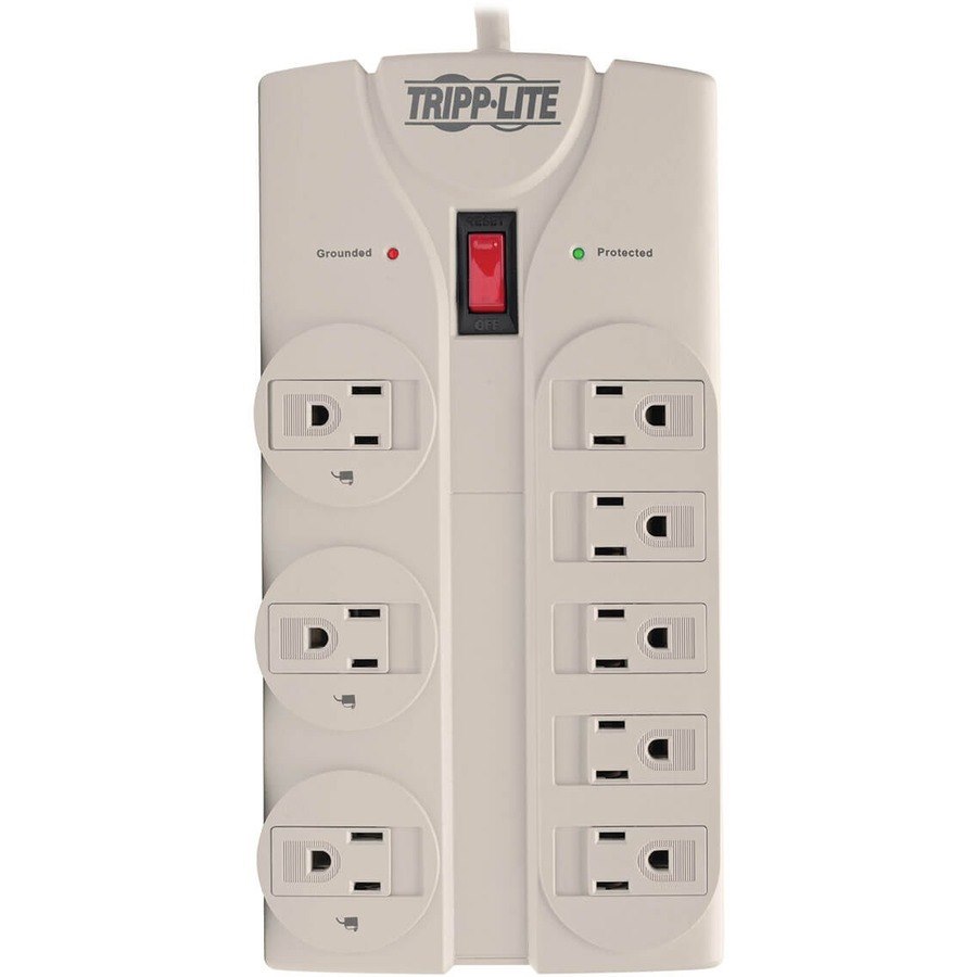 Eaton Tripp Lite Series Protect It! 8-Outlet Surge Protector, 8 ft. Cord with Right-Angle Plug, 1440 Joules, Diagnostic LEDs, Light Gray Housing