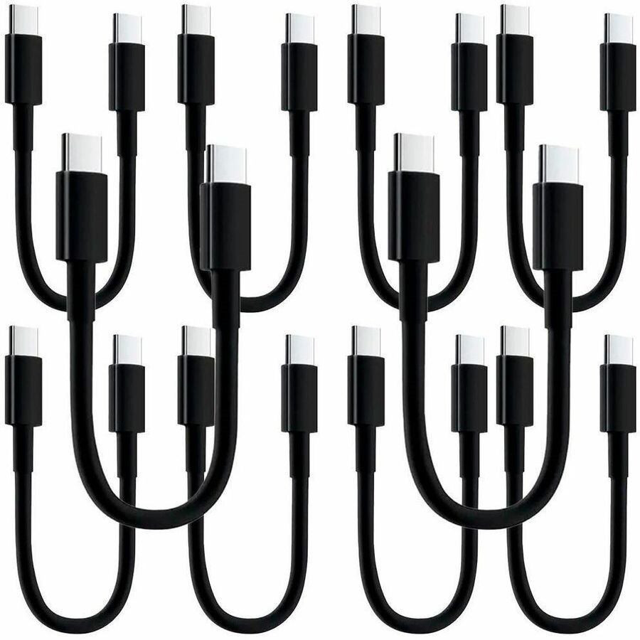 4XEM 10 Pack of 1FT USB-C to USB-C 60W Power Delivery Cable - Black
