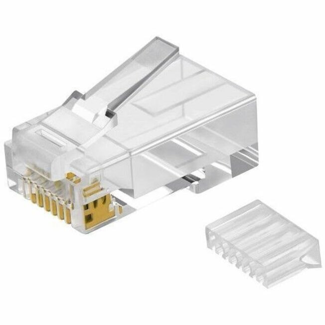 Monoprice Cat6 RJ45 Modular Plugs w/Inserts for Round Solid/Stranded Cable,50u,Clear,100pk