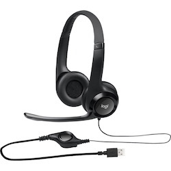 Logitech H390 Wired Headset for PC/Laptop, Stereo Headphones with Noise Cancelling Microphone, USB-A, In-Line Controls, Works with Chromebook