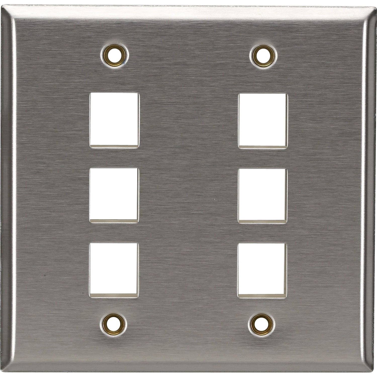 Black Box Keystone Wallplate - Stainless Steel, Double-Gang, 6-Port