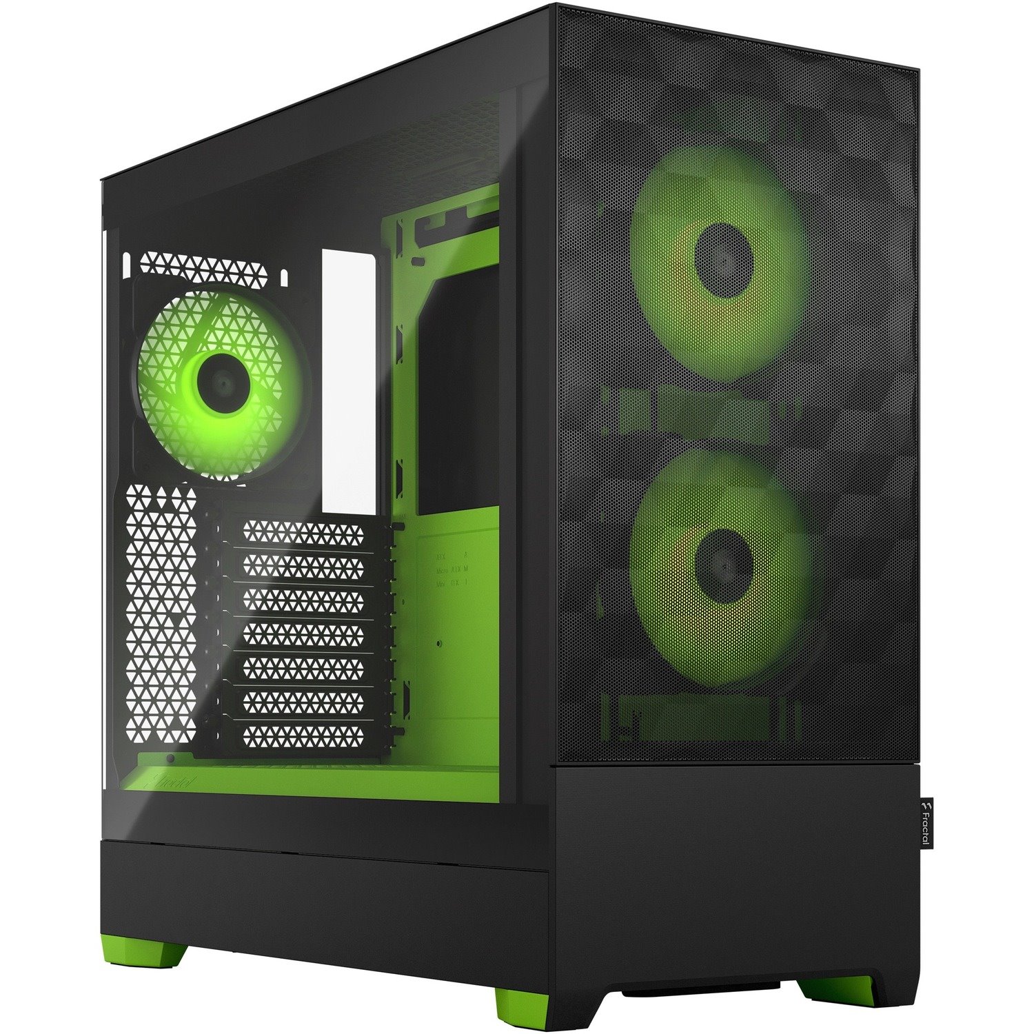 Fractal Design Pop Air RGB Computer Case - Mini ITX, Mini ATX, ATX Motherboard Supported - Tower - Steel, Tempered Glass - Green, Black