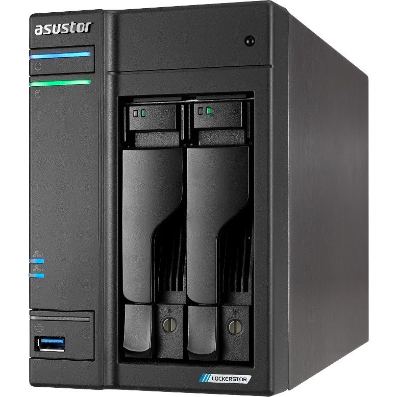 ASUSTOR Lockerstor 2 Gen2 AS6702T 2 x Total Bays SAN/NAS Storage System - 8 GB Flash Memory Capacity - Intel Celeron N5105 Quad-core (4 Core) 2 GHz - 4 GB RAM - DDR4 SDRAM Desktop