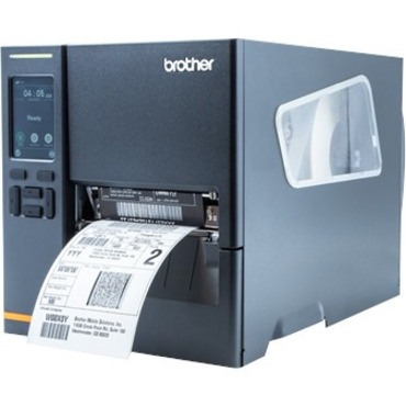 Brother TJ-4021TN Desktop Direct Thermal/Thermal Transfer Printer - Monochrome - Label/Receipt Print - USB - Serial - Black